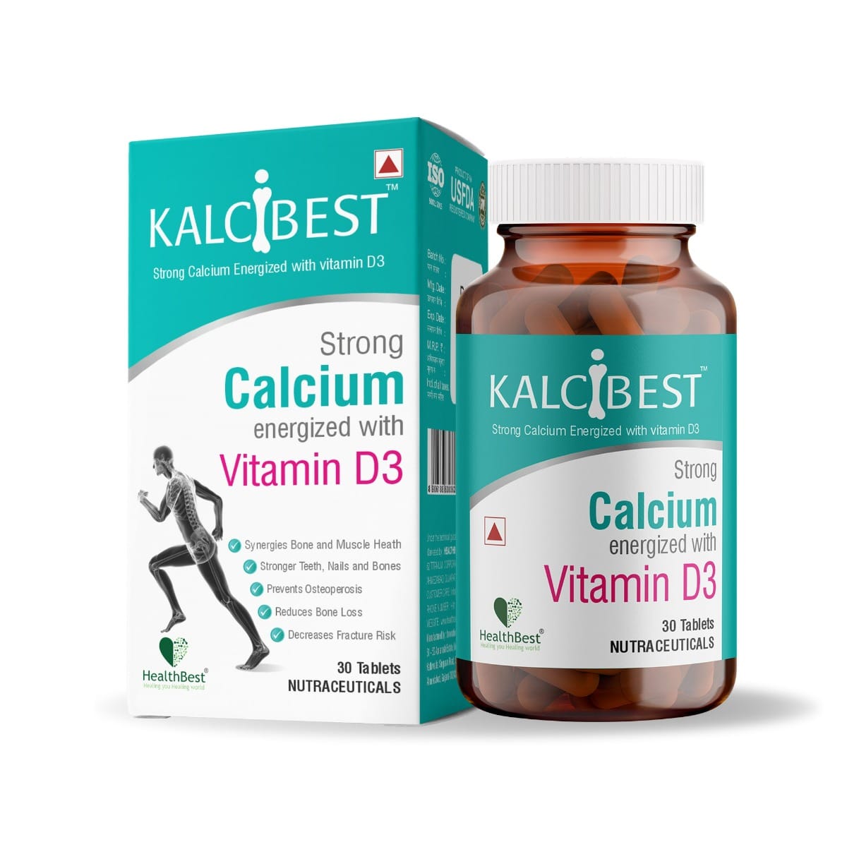 

HealthBest KalciBest Calcium Supplement For Men & Women - 30 Tablets with Zinc, Magnesium, Vitamin D3 - Promotes Joint Muscle & Strengthen Bone H...