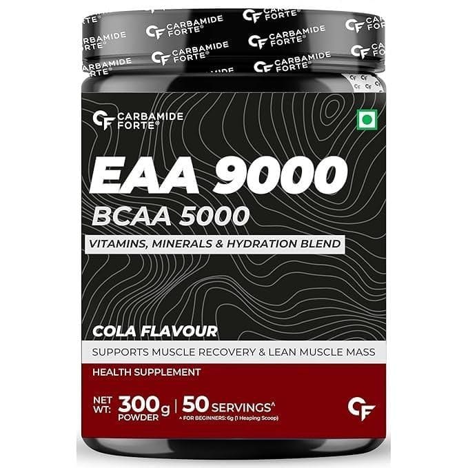 Carbamide Forte EAA 9000mg Supplement with BCAA 5000mg | EAA Supplement for Men & Women with Hydration Blend & Vitamins - Cola
