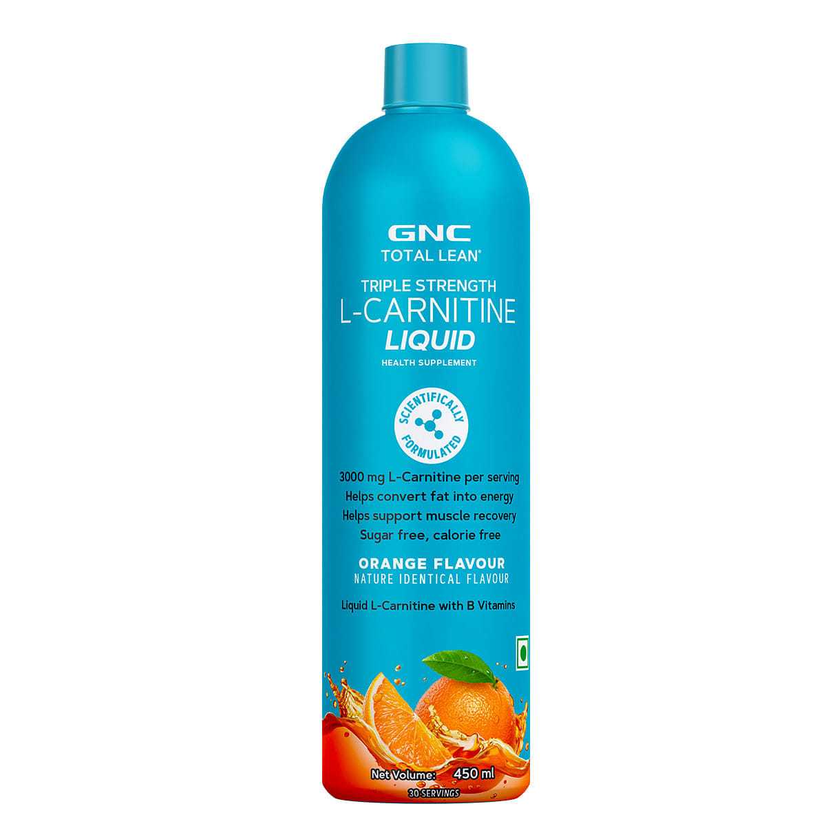 GNC Liquid L-Carnitine 450ml | Servince 30 | sugar free | Calorie Free |  Energy