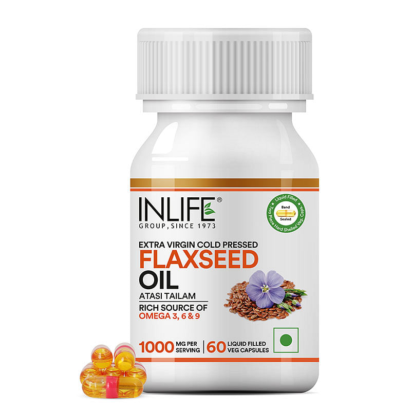 

INLIFE Flaxseed Oil Veg Omega 3 6 9 Supplement, Extra Virgin Cold Pressed 500 mg - 60 Veg Capsules