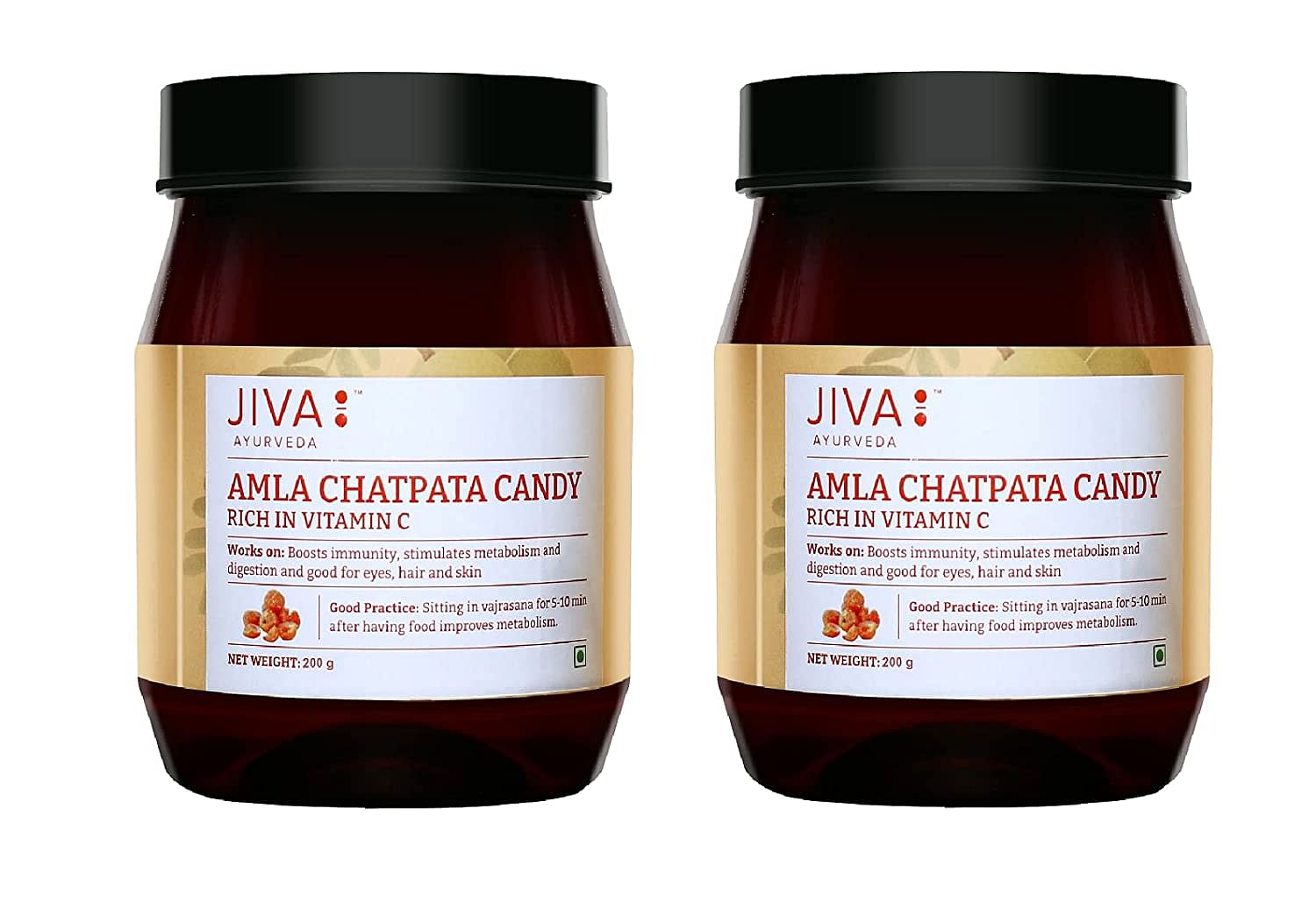 

Jiva Ayurveda Chatpata Amla Candy for All Age Groups, Rich In Dietary Fibres, Boosts Digestion | 200 gm, Pack of 2