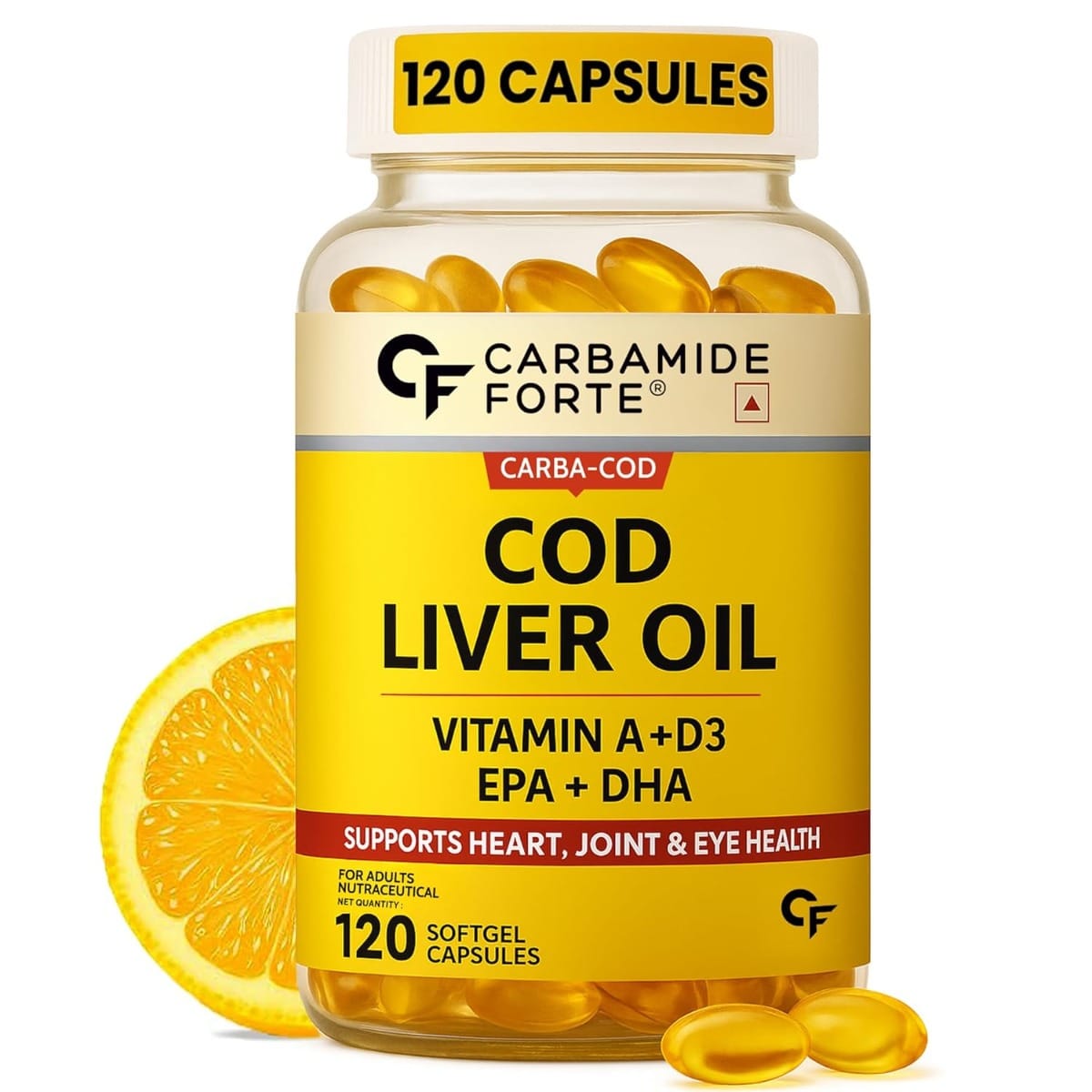 

Carbamide Forte Cod Liver Oil Capsules Omega 3 Supplement | Sea cod Liver Oil, Omega 3 FishOil Capsules 300mg | Omega3 FishOil with EPA & DHA + Vit...