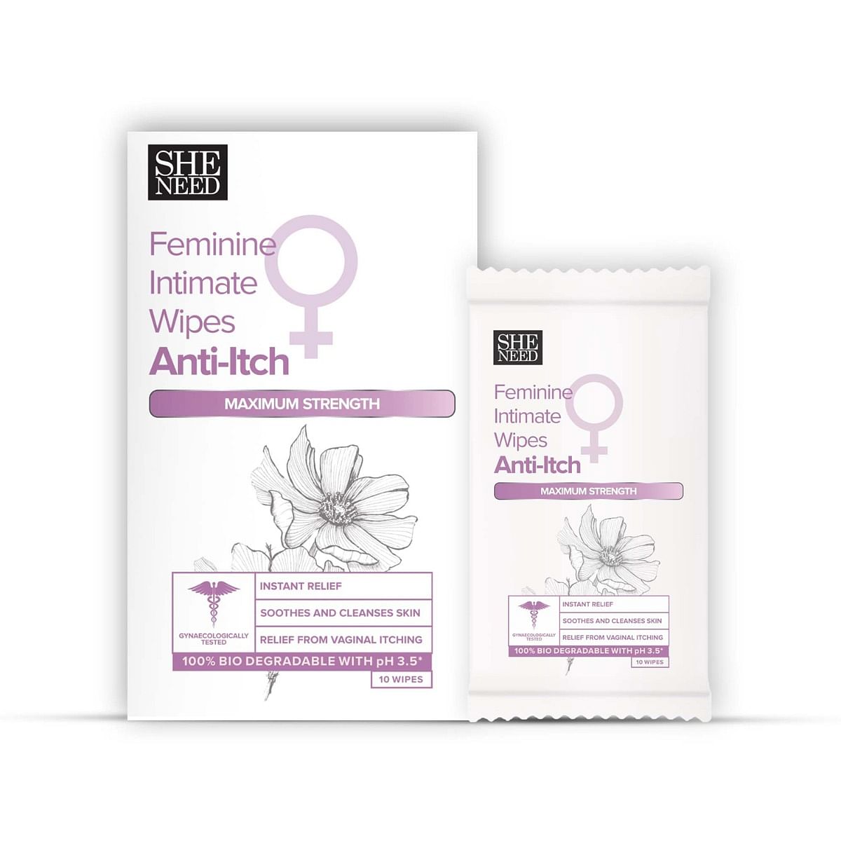 

SHENEED Feminine Intimate Anti -itch wipes with maximum strength 10N for all skin types|instant relief from itching|relief from irritation| Refresh...