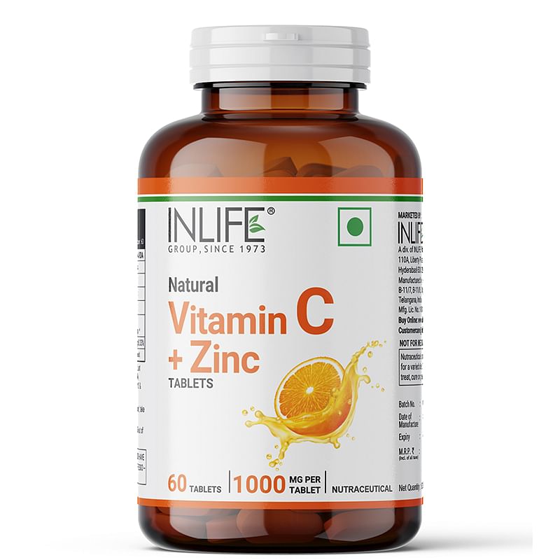 

INLIFE Natural Vitamin C Amla Extract With Zinc For Immunity & Skin Care - 60 Veg Tablets