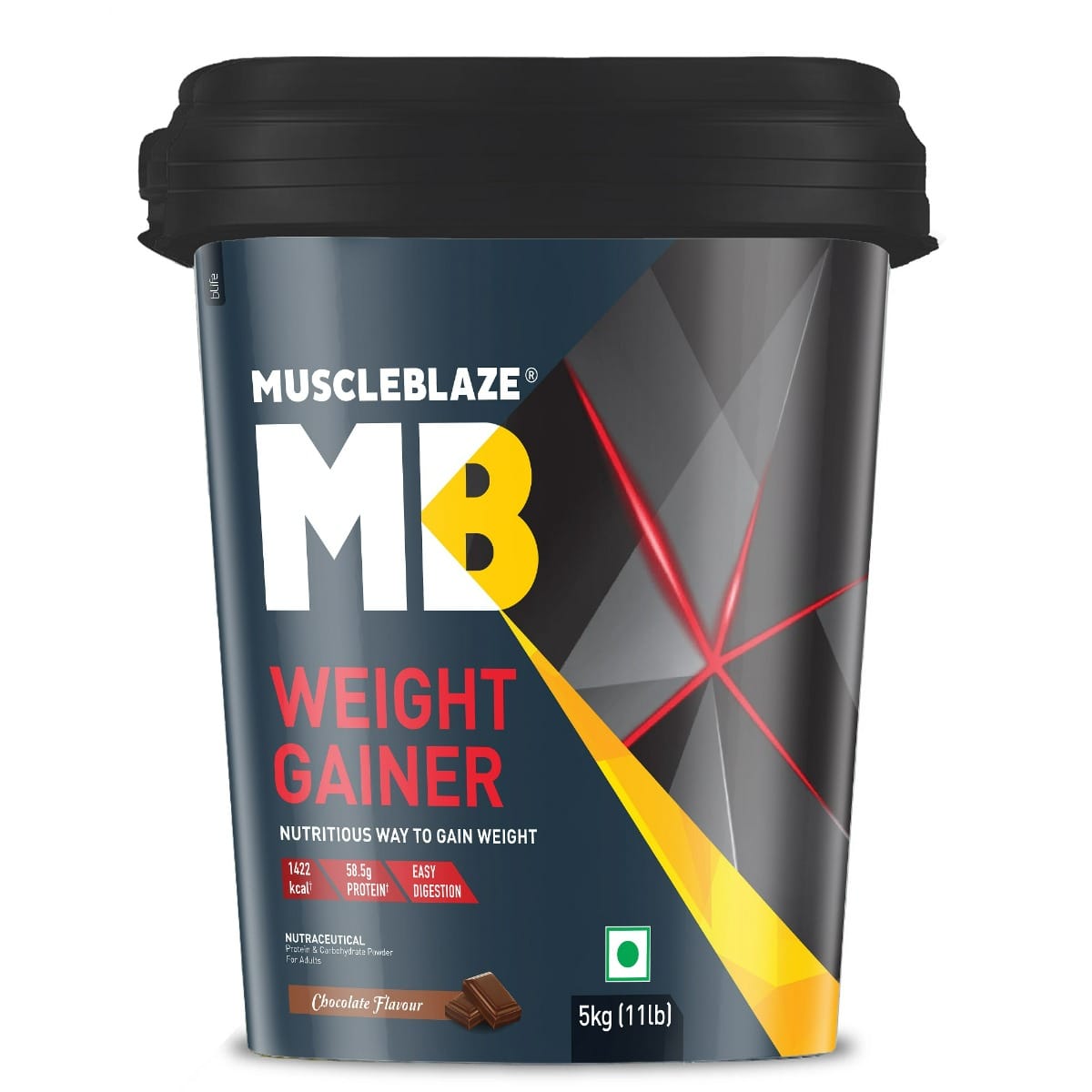 MuscleBlaze Weight Gainer with Added Digezyme (Chocolate, 5kg / 11lbs, 50 Servings)