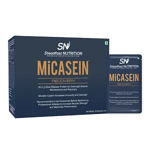 Steadfast Nutrition MiCasein | Micellar Casein Protein Powder| Slow-Release for Muscle Growth & Recovery | Best for Pre Workout & Men Gym | No Artificial Colours, Preservatives Box of 30 Sachets