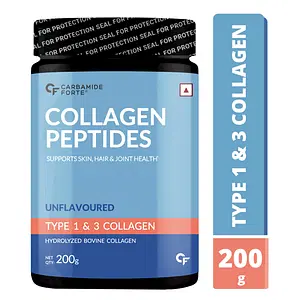 Carbamide Forte Hydrolyzed Collagen Powder | Unflavored - 200g | 1 & 3 Collagen Peptides | Skin | Hair | Joint Health