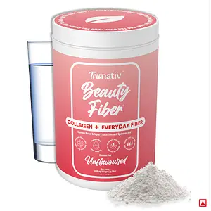 TruNativ Beauty Fiber | Japanese Marine Collagen | Improves Hair, Skin, Nails |Nourishes Gut Health |Beats Dullness, Skin Ageing, Breakouts| 100% Natural | Hydration with Hyaluronic Acid | Unflavoured | 200g