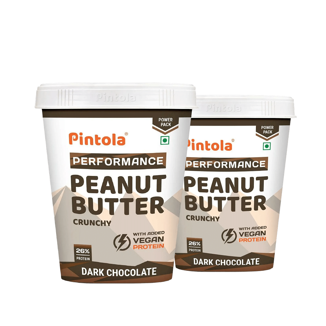 

Pintola Dark Chocolate Performance Series Peanut Butter (Crunchy) - 1kg | Vegan Protein | 26% Protein | High Protein & Source of Fiber | Pack of 2