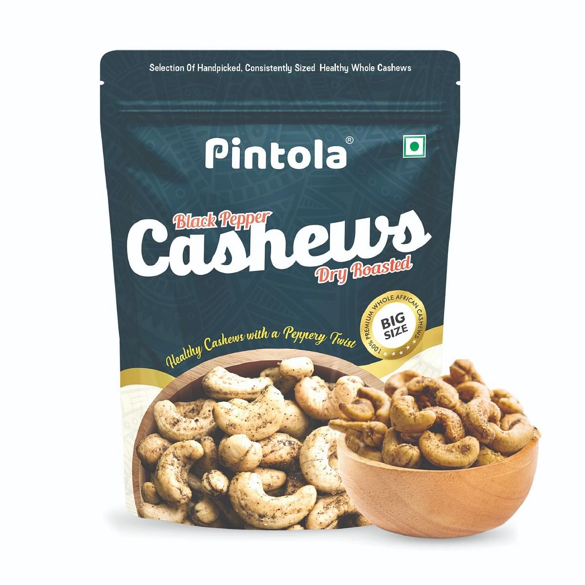 

Pintola Black Pepper Cashews Dry Roasted 100g | Made With 100% Premium Whole African Cashews | With Authentic South Indian Black Pepper | Rich In A...