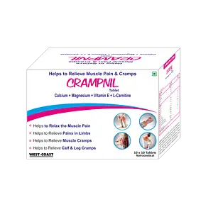 Westcoast Crampnil Tablets helps to relieve muscle pain, joint pain & cramps with Vitamin E & 100% natural active ingredients for instant relief of cramps 10 X 10 tablets 