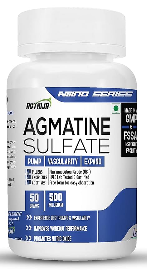 

NutriJa Agmatine Sulfate -100 Grams (USP Grade) 100% Pure Powder | Strength & Pump | Boost Nitric Oxide (100 grams)