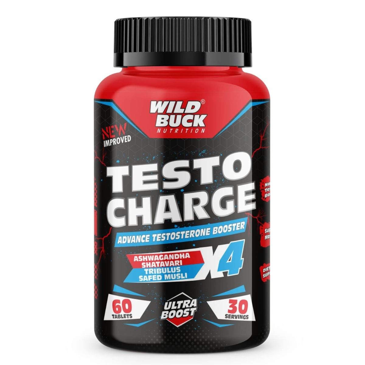 

WILD BUCK Testo Booster With Pure Herbs For Long Lasting Stamina,Performance & Muscle Gain (60 Tablets)