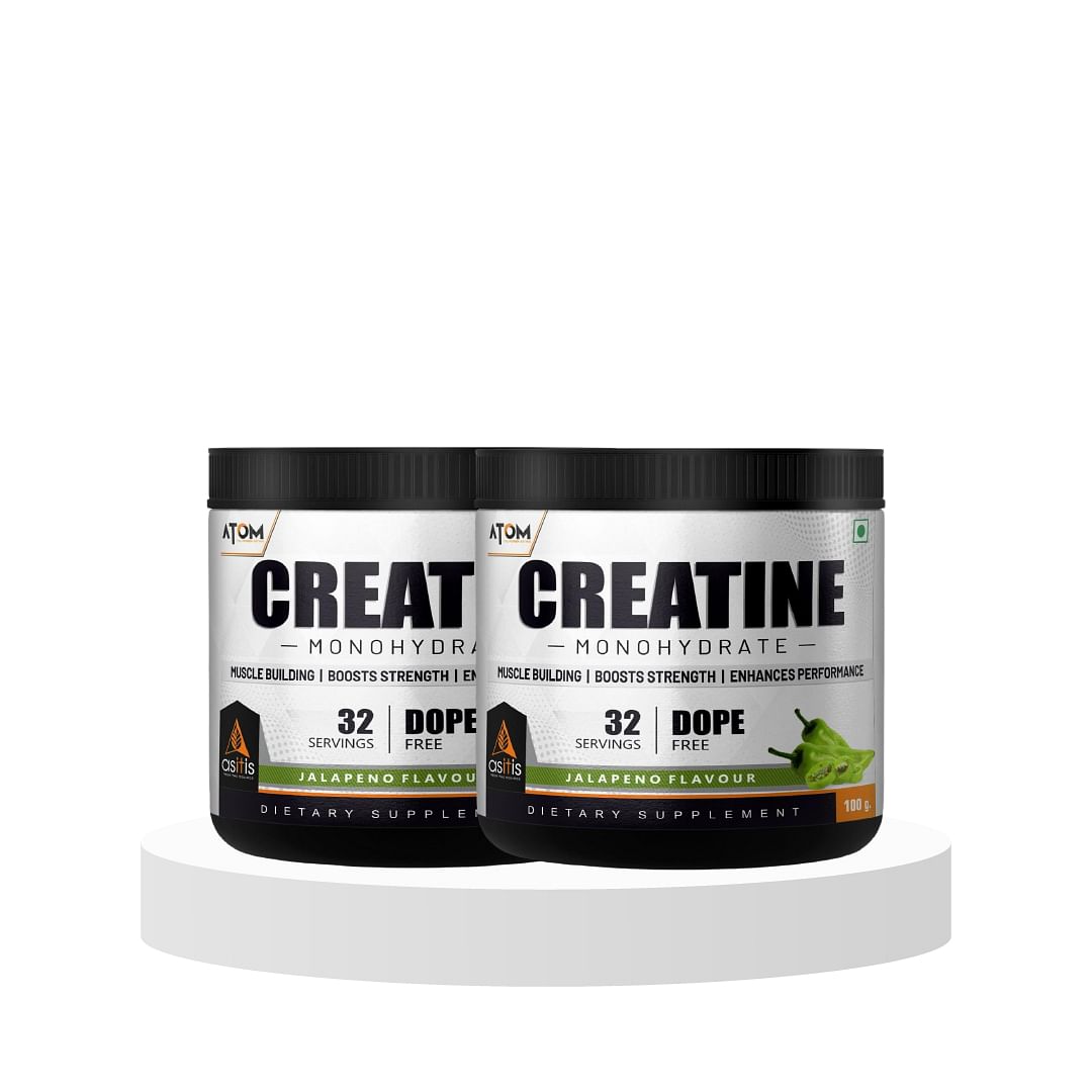 

AS-IT-IS ATOM Creatine Monohydrate - 32 Servings, Dope Free, Enhances Performance, Promotes Muscle Gains - Jalapeno - 100g Pack of 2