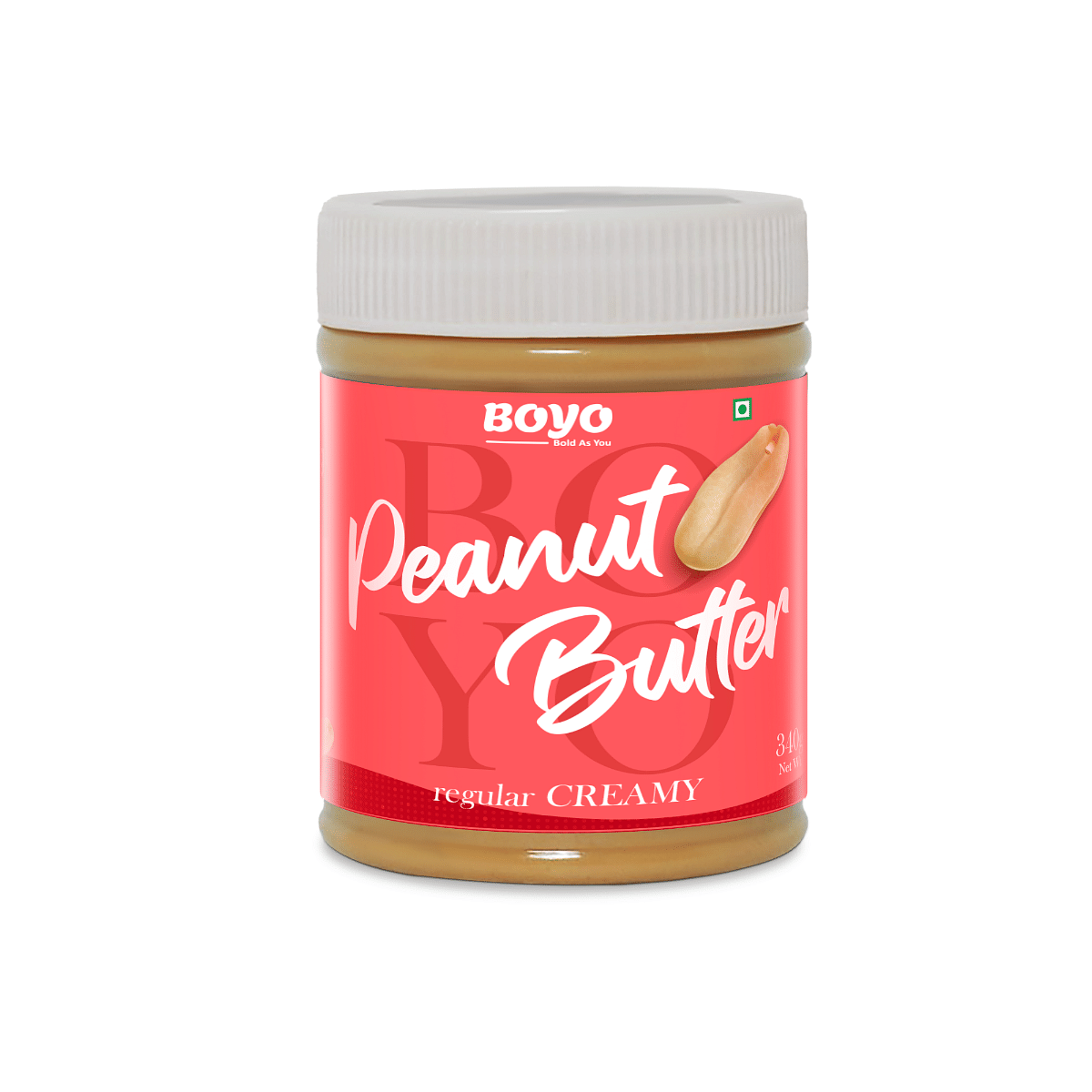 

BOYO Peanut Butter 340g Each, Peanut Butter Regular (Creamy) High Protein (88g) Peanut Butter, Gluten Free, Non-GMO (Pack of 1)