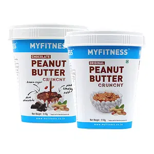 MYFITNESS Original Peanut Butter Smooth 510gm and Chocolate Peanut Butter Smooth 510gm Combo | 21g Protein to Boost Energy | Tasty & Healthy Nut Butter Spread | Smooth Creamy Peanut Butter