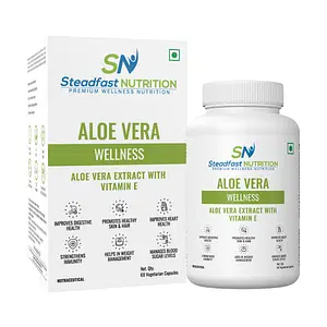 Steadfast Nutrition Aloe Vera | 60 Capsules for Healthy Skin & Hair, Improves Digestion, Strengthens Immunity| contains Vitamin E | Natural Extract of Pure Aloe Vera for Men & Women