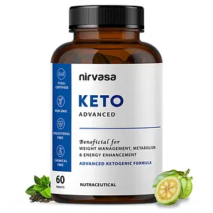 Nirvasa Keto Advance Tablets for Men & Women, for weight management, enriched with Garcinia Cambogia 60%, Green Coffee 40%, Fenugreek, Caralluma fimbriata Extract with Piperine, Vegeterian Tablet, 1B (1 X 60 Tablets)