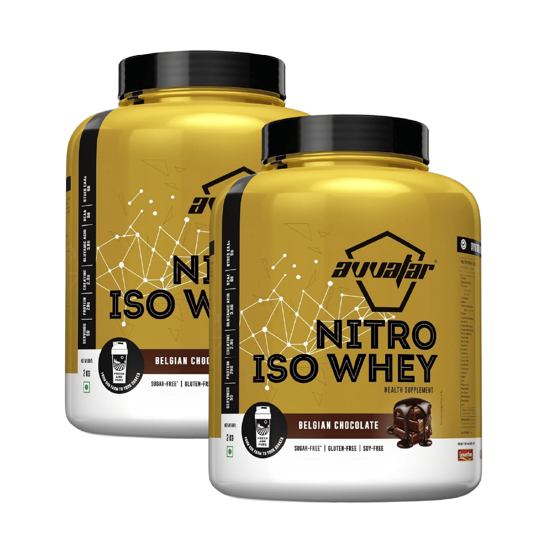 

Avvatar Nitro Iso Whey 2Kg | Belgian Chocolate | 50 Servings | 28G Protein | Sugar Free | Gluten Free | Soy Free Pack Of 2