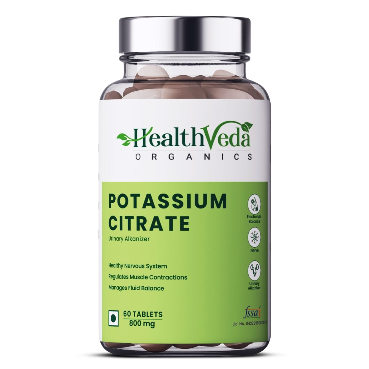 

Health Veda Organics Potassium Citrate for Nerve, Muscle, Joint & Bone Health, 60 Veg Tablets