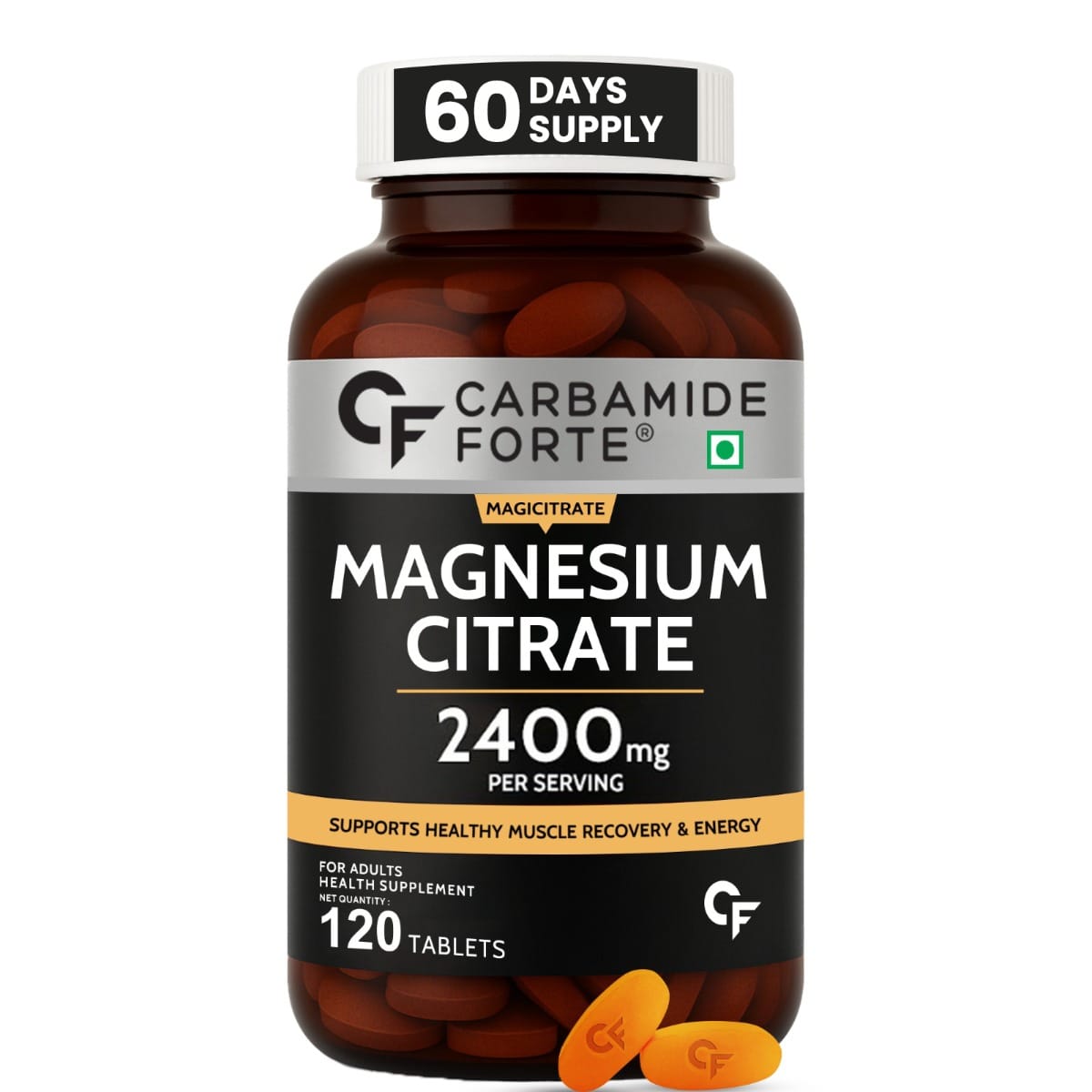 

Carbamide Forte Magnesium Citrate Supplement 2400mg Per Serving | Magnesium Supplement Supports Muscle Recovery & Energy Levels - 120 Magnesiums Ta...