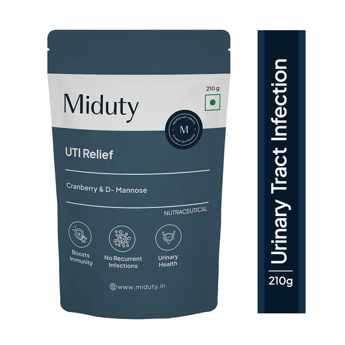 Miduty UTI Relief- D-Mannose-Cranberry Extract-UTI-Infection Support - Immunity-16x effective -210g
