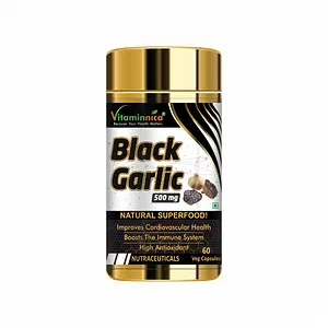 Vitaminnica Black Garlic | Natural Superfood | Improves Cardiovascular Health, Boosts the Immune System & High Antioxidant | 60 Veg Capsules 