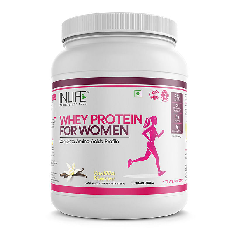 

INLIFE Whey Protein Powder for Women | Ayurvedic Herbs, 23g Protein, 21 Vitamins Minerals, Omega 3 6, Digestive Enzymes, Hair Skin Nails (500g, Va...