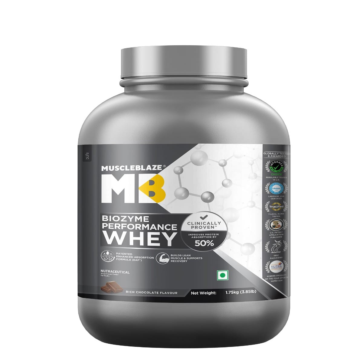 

MuscleBlaze Biozyme Performance Whey Protein | Clinically Tested 50 Higher Protein Absorption | Informed Choice UK, Labdoor USA Certified & US Pate...