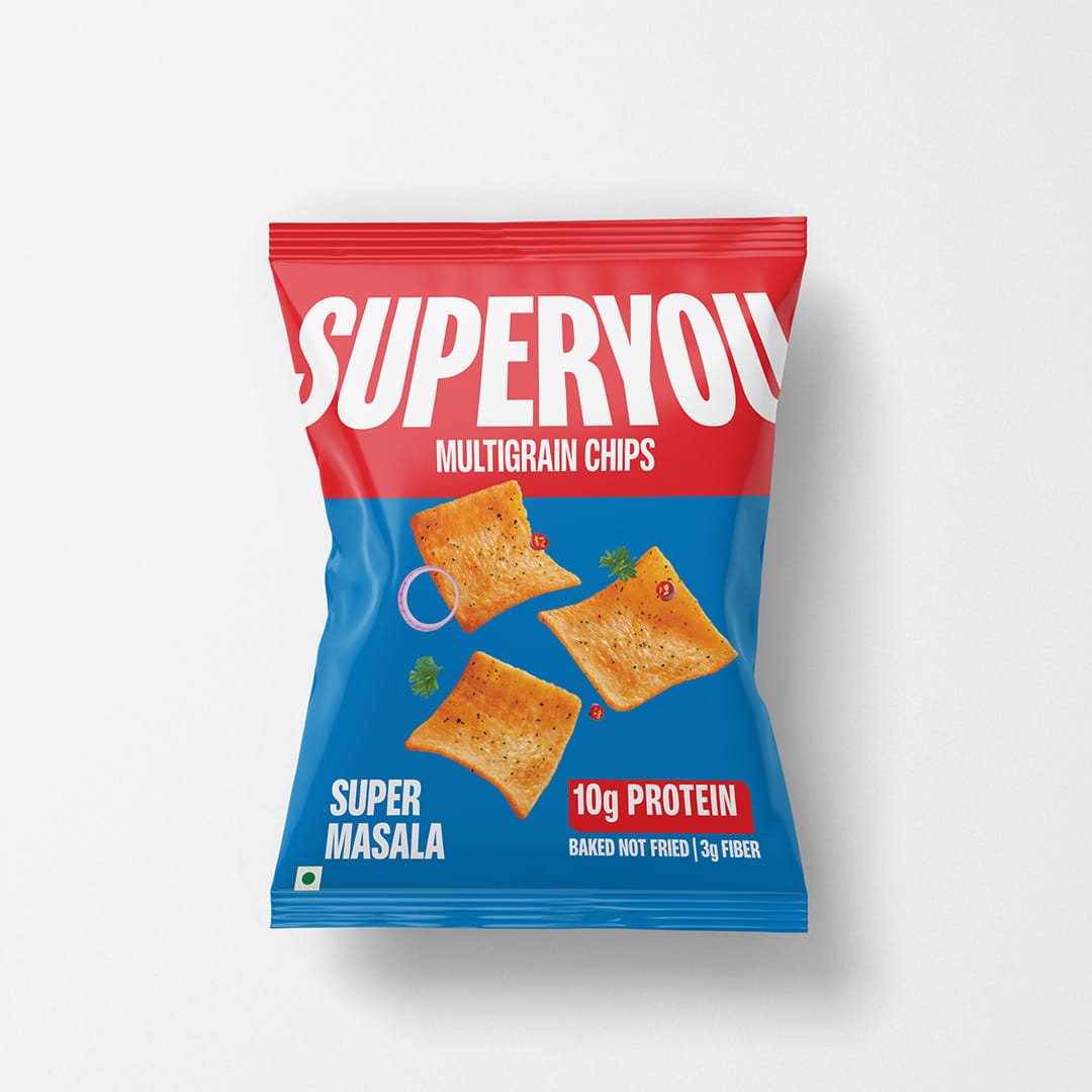 

Superyou Multigrain Protein Chips - Super Masala(Pack of 1) | 10g Protein, 3g Fiber, No Added Sugar, No Palm Oil, Baked | 100% Vegetarian | Thinnes...
