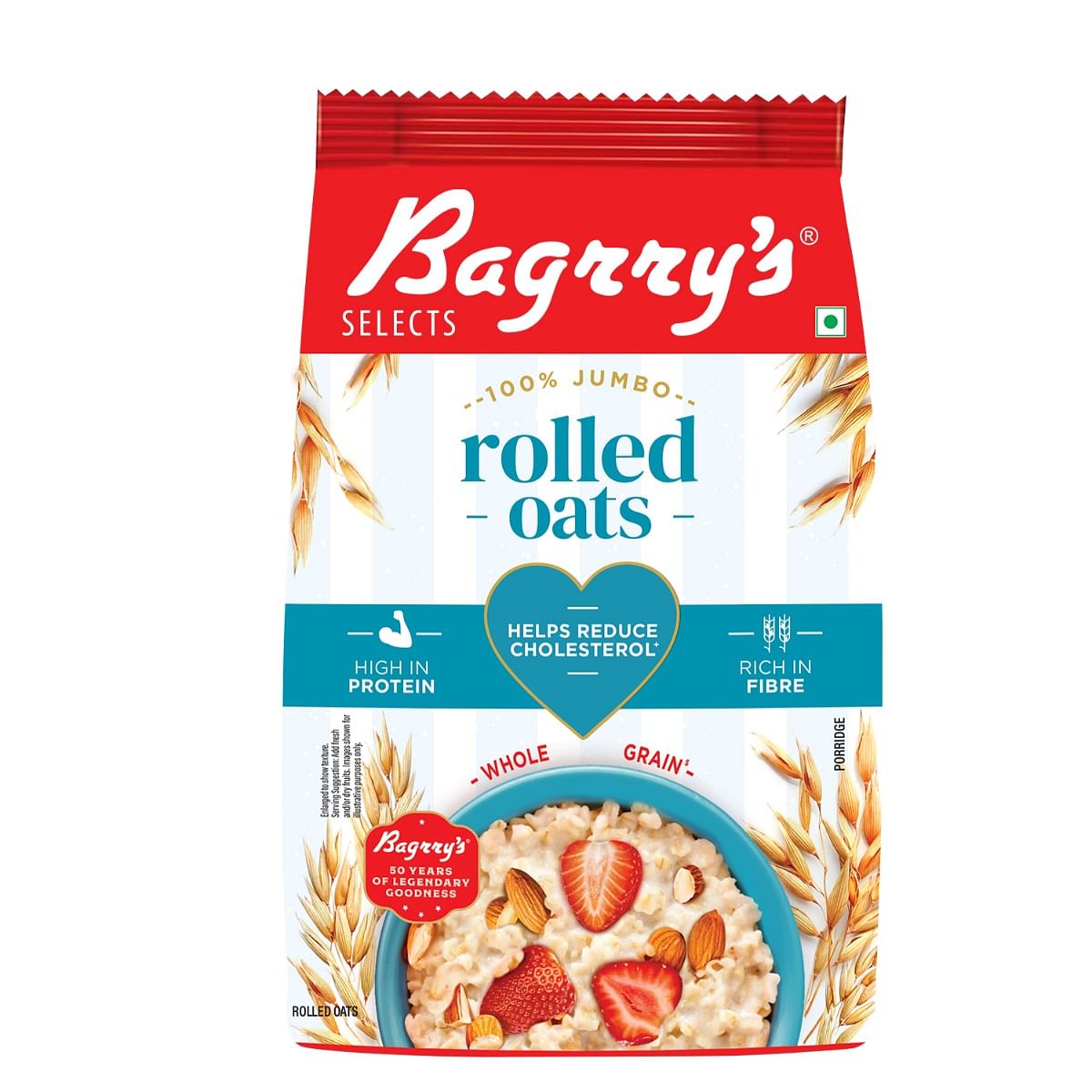 

Bagrry’s 100% Jumbo Rolled Oats 1kg Pouch