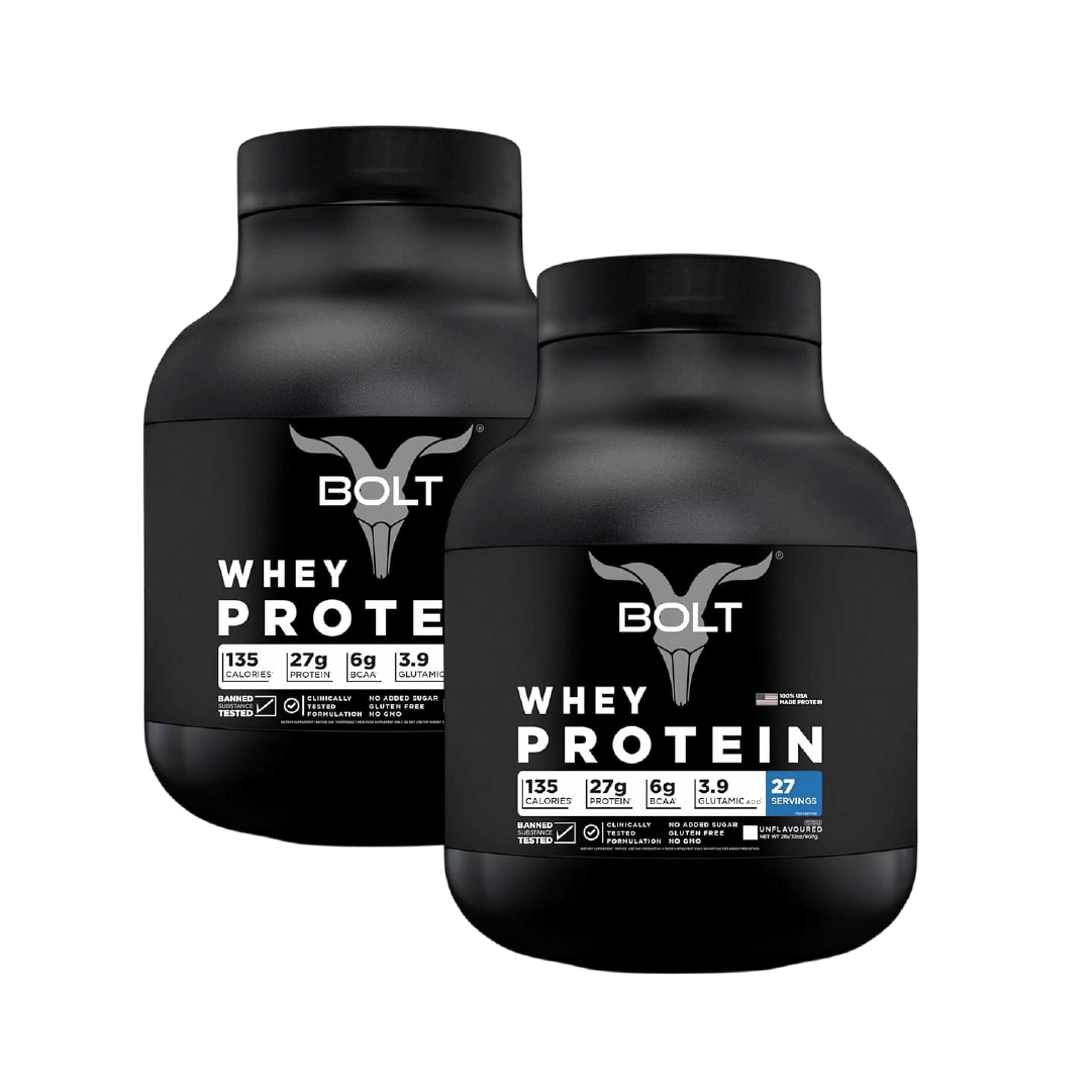 

Bolt 100% Whey Protein Powder|With Superfood Phycocyanin|2Lb/907Gm (27 Servings)|Unflavoured Pack Of 2