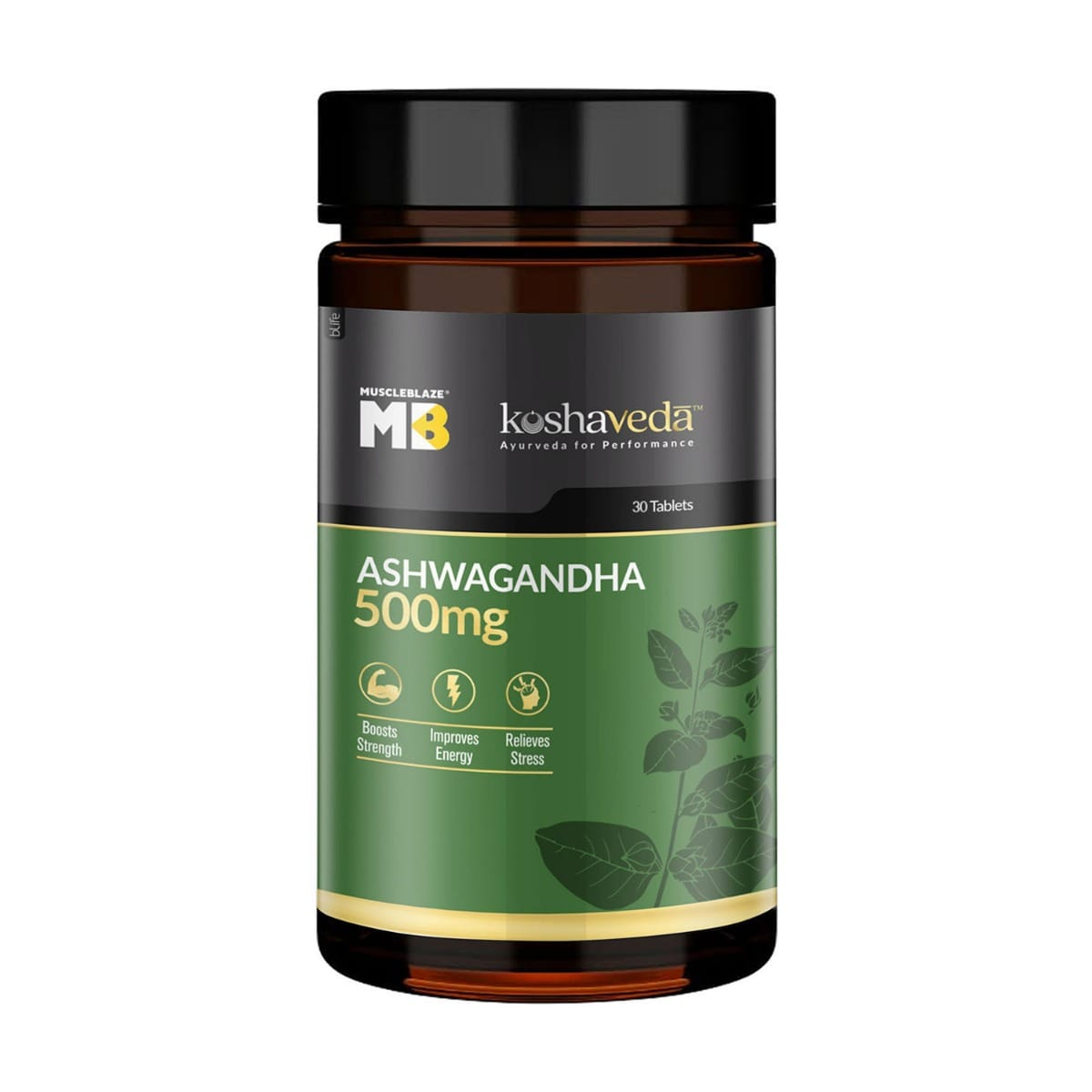 MuscleBlaze Koshaveda Ashwagandha 500mg | Ayurveda for Performance, Ayush Approved, High Strength Potent Formula | Boost Muscle Mass & Strength, Enhance Immunity (30 Tablets)