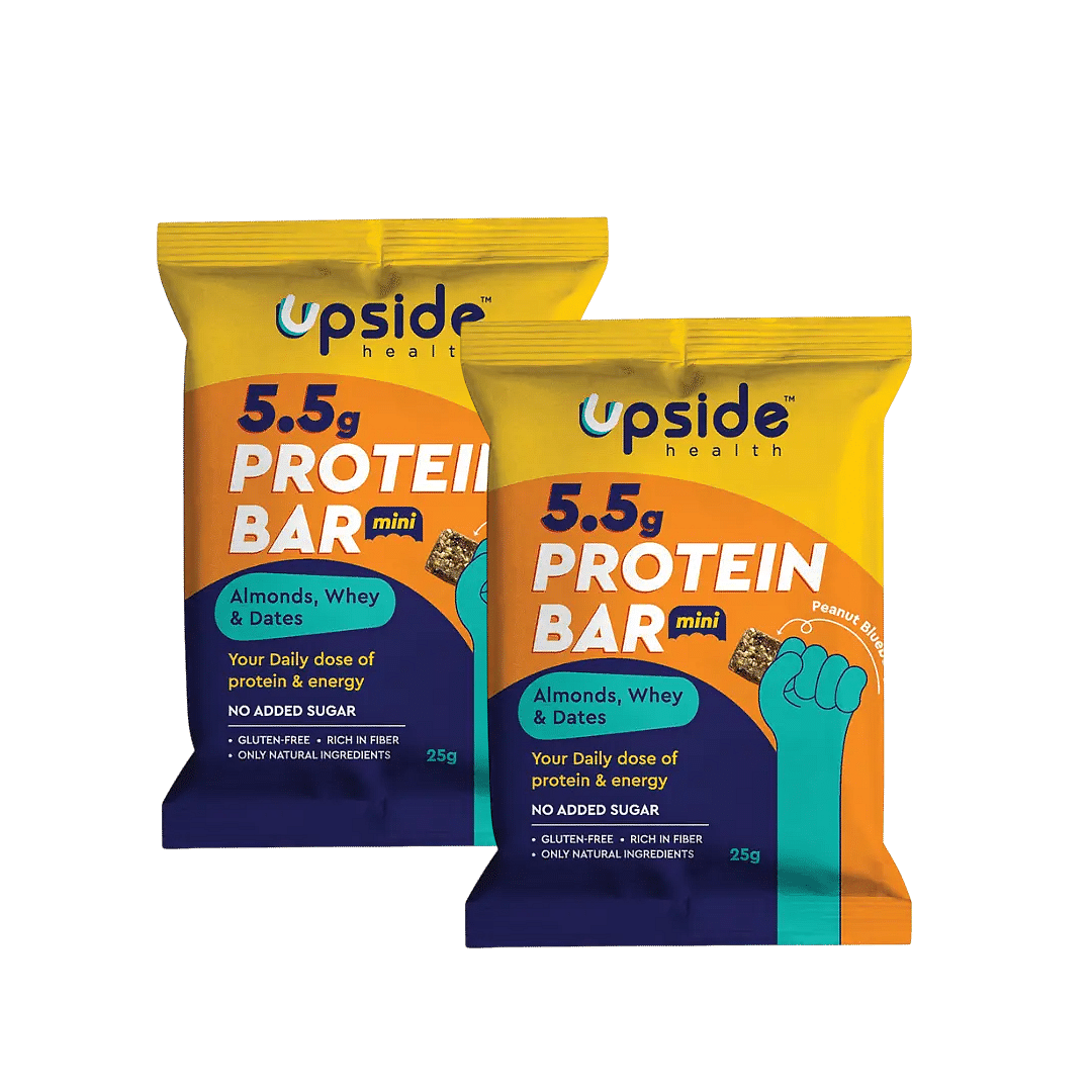 

Upside Health Protein Bar Bites | 5 Bites x 125g - Almond, Dates, Foxtail Millets & Whey - Peanut Blueberry Flavour - No Added Sugar - Gluten Free ...