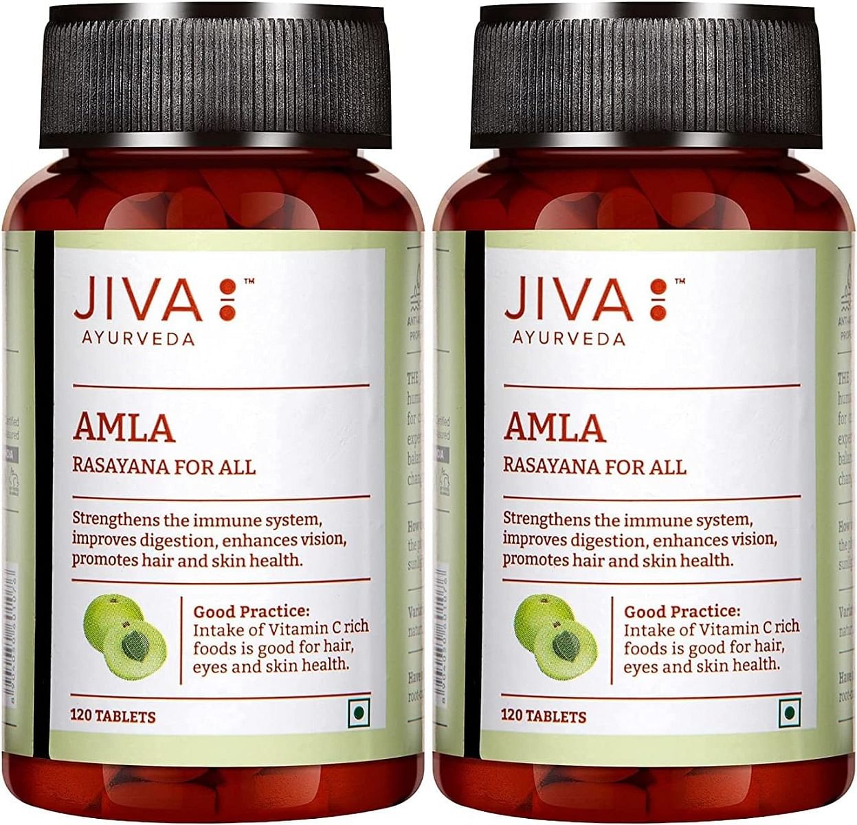 

Jiva Ayurveda Amla Tablet - 120 Tablets - Pack of 2 - Pure Herbs Used, Rich In Vitamin C, Protects Against Free Radicals, Rich In Antioxidants, Imp...