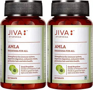 Jiva Ayurveda Amla Tablet - 120 Tablets - Pack of 2 - Pure Herbs Used, Rich In Vitamin C, Protects Against Free Radicals, Rich In Antioxidants, Improves Digestion, Enhances Vision
