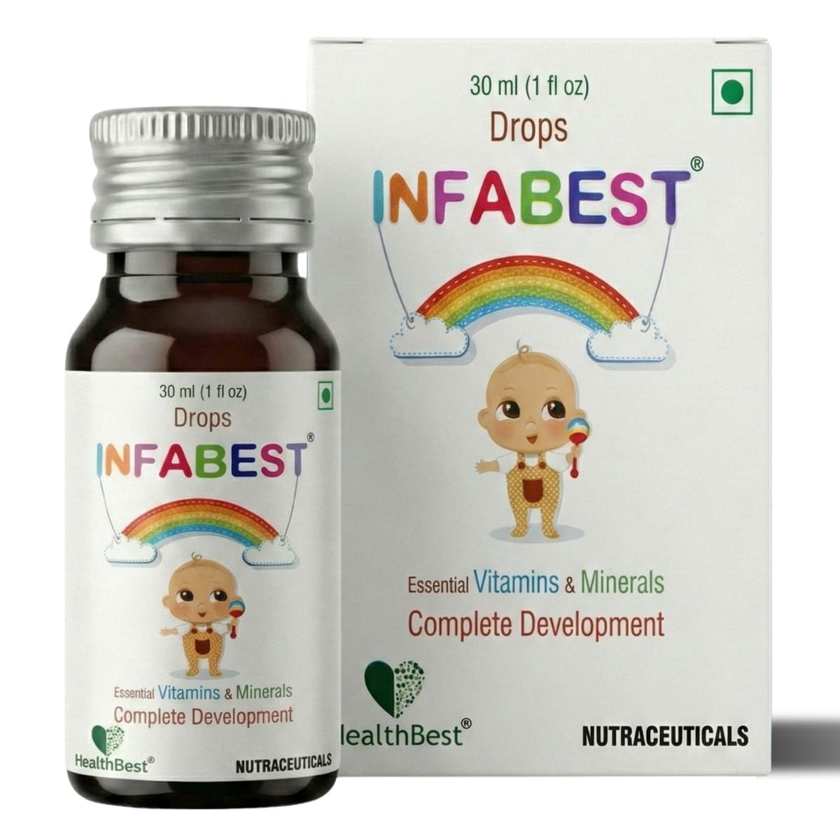 

HealthBest Infabest Drops Multivitamins with Vitamin D3 & Zinc Kids & Toodlers 30 ML