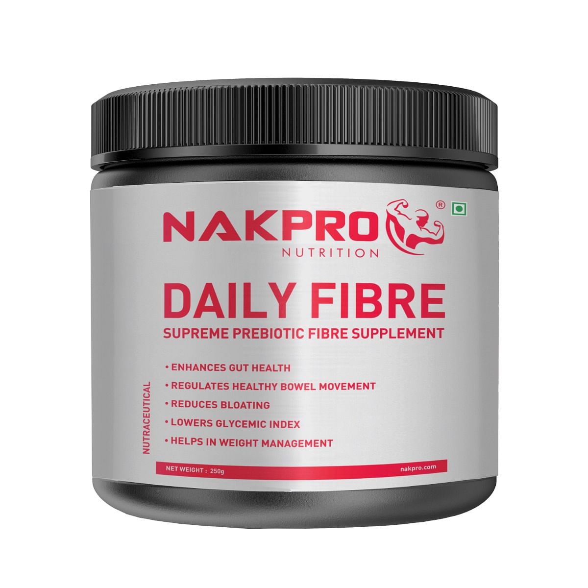 

NAKPRO Daily Fibre Powder - Unflavoured, 250g (50 Servings) | Added Essential Vitamins & Minerals | Bloating, Constipation & Acidity Relief | Contr...