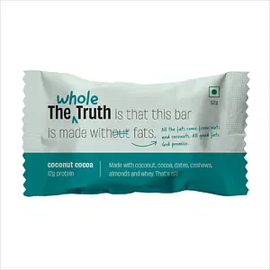 The Whole Truth - Protein Bars - Coconut Cocoa | Pack of 6 x 52g each | No Added Sugar | No Added Preservatives | No Gluten or Soy | No Artificial Sweeteners | All Natural