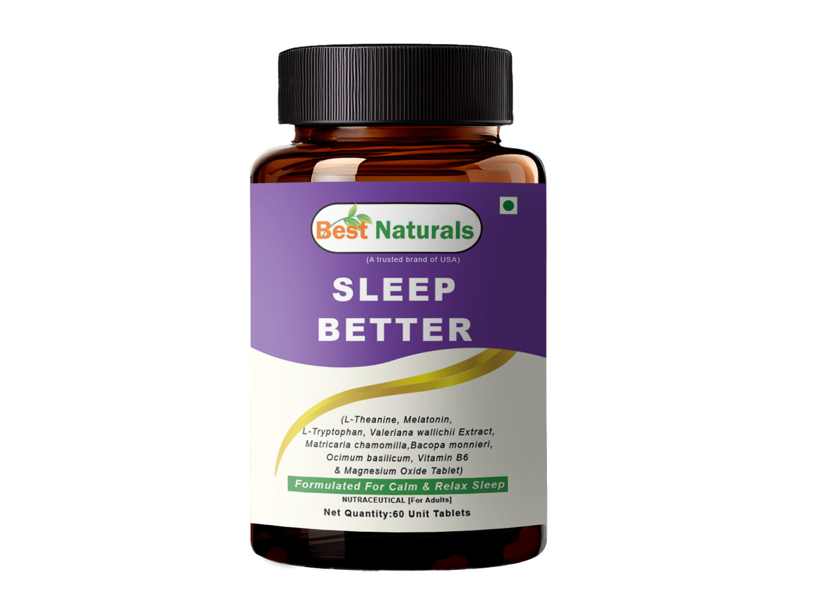 

Best Naturals Sleep Better – Non-Habit Forming – With L-Theanine, Melatonin, L-Tryptophan & Chamomile – 2-Month Supply – 60 Tablets – Trusted Brand...