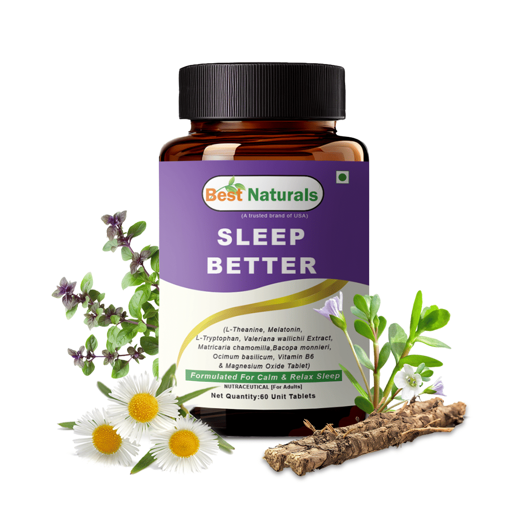 

Best Naturals Sleep Better – Non-Habit Forming – With L-Theanine, Melatonin, L-Tryptophan & Chamomile – 2-Month Supply – 60 Tablets – Trusted Brand...