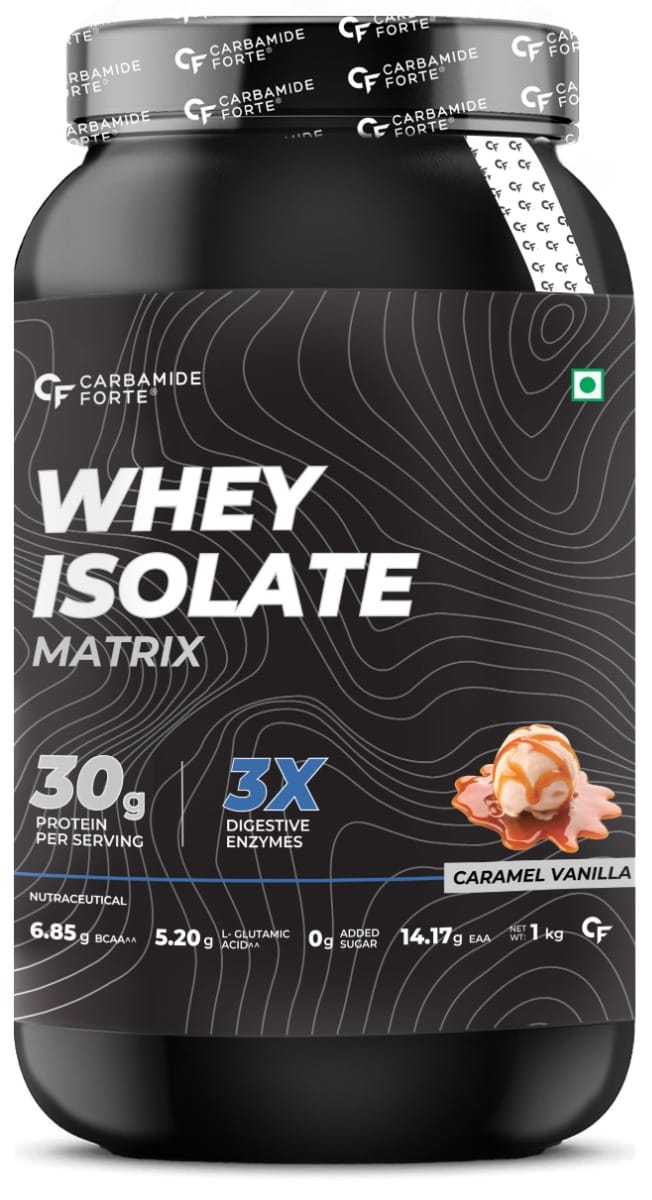 

Carbamide Forte Whey Isolate Matrix Protein Powder - With Added Multivitamin & Minerals - Caramel Vanilla - 1Kg