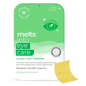 Wellbeing Nutrition Melts Eye Care Vitamins with Lutemax 2020 (Lutein + Zeaxanthin), Bilberry, Beetroot, Prevents Blue Light Damage, Glare Sensitivity  (30 Oral Strips)