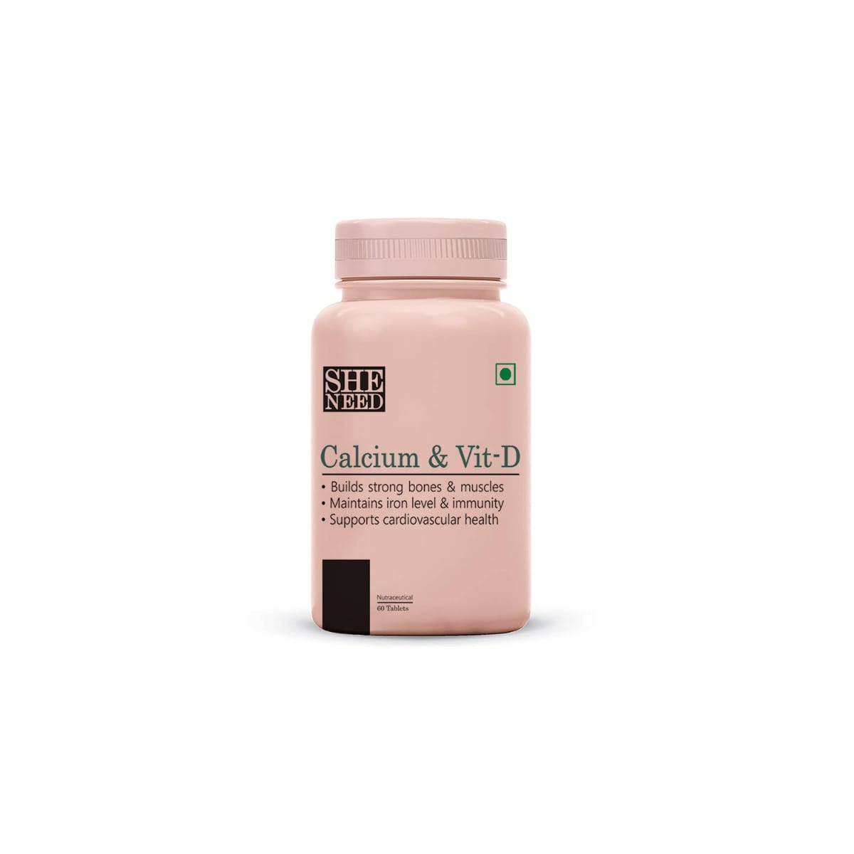 

SheNeed Pump My Calcium and Vit-D3 Supplement - Monitors Iron Level & Strong Bone Health – 60 Tablets