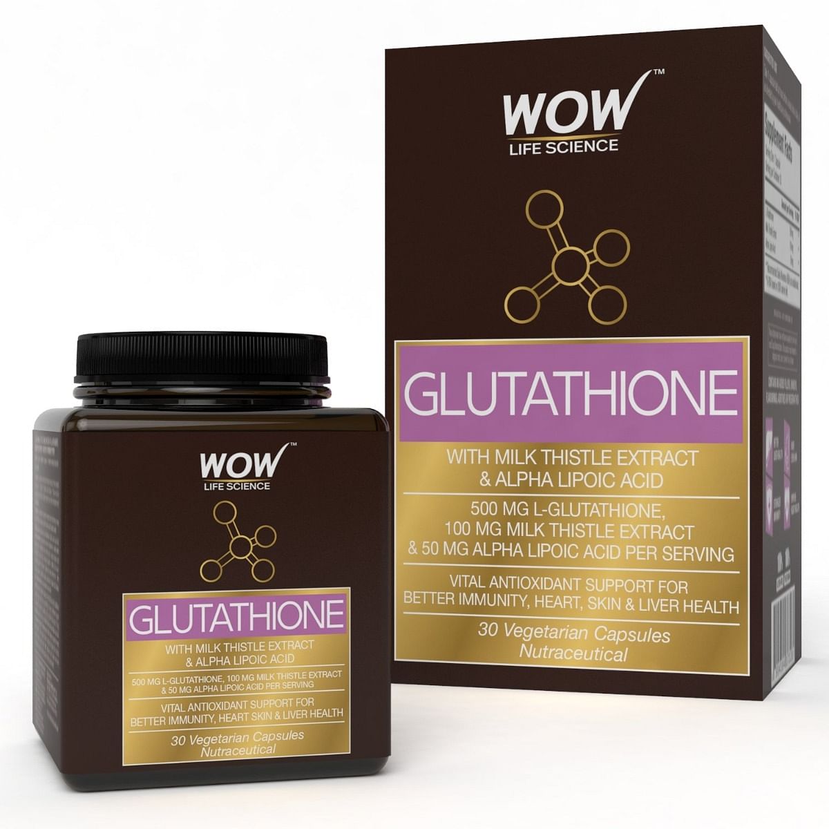 

WOW Life Science Glutathione - with Milk Thistle Extract - 500mg L-Glutathione - 30N