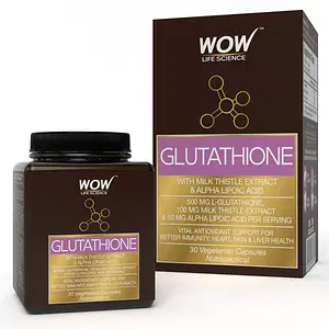 WOW Life Science Glutathione - with Milk Thistle Extract - 500mg L-Glutathione - 30N