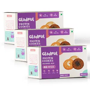 Gladful Assorted Protein Cookies Made with Wholewheat Atta & Butter - Pack of 3