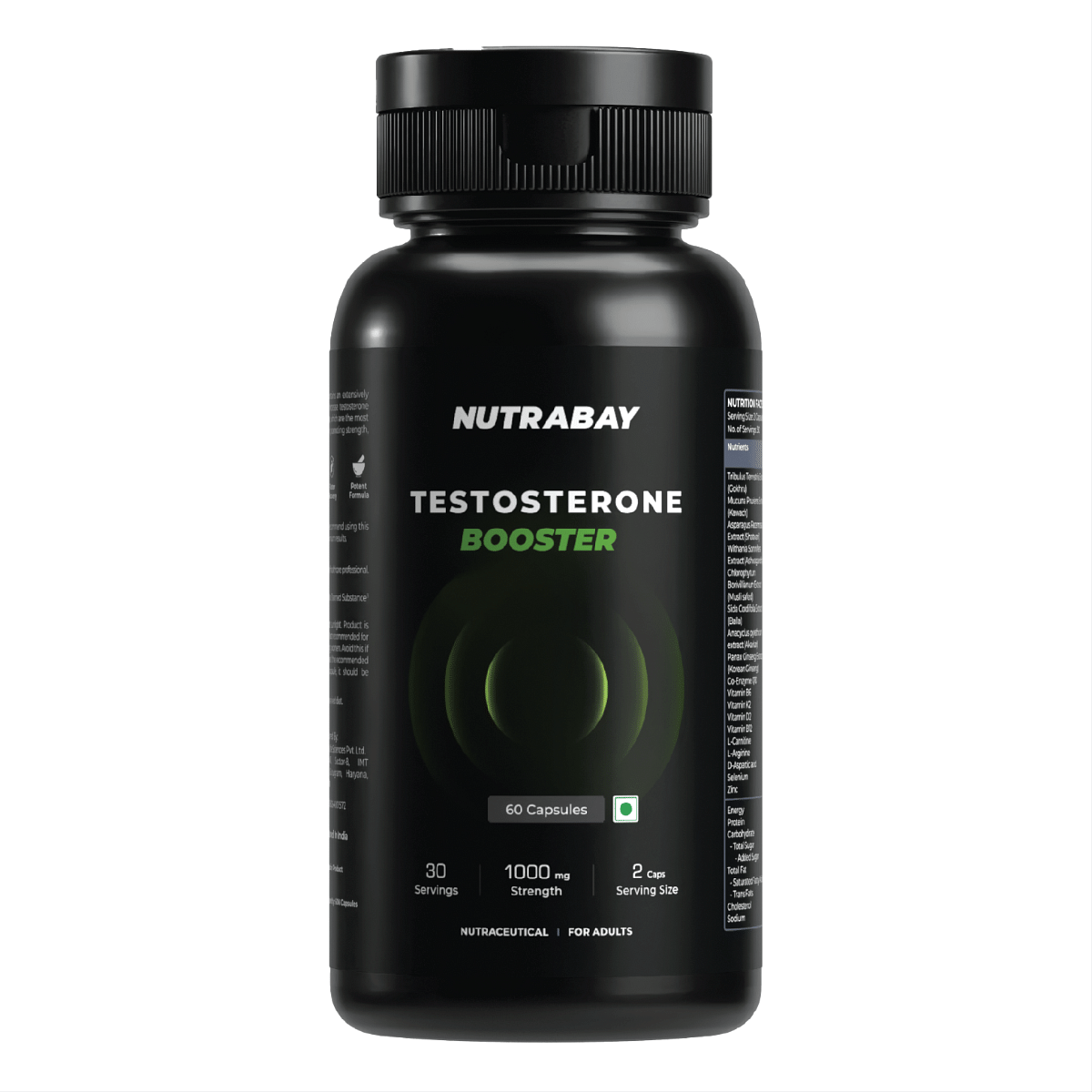 

Nutrabay Pro Natural Testosterone Booster | Natural Testosterone Support For Energy, Performance, Stamina & Muscle Growth - 1000Mg, 60 Veg Capsules