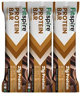 Fitspire Protein Bar - Choco Fudge Flavor, 180 gm | with 20.5 gm Protein Each | No Artificial Sweetener & Flavor | Protein Snacks for Muscle gain | Each Flavour - 60 gm | Pack of 3