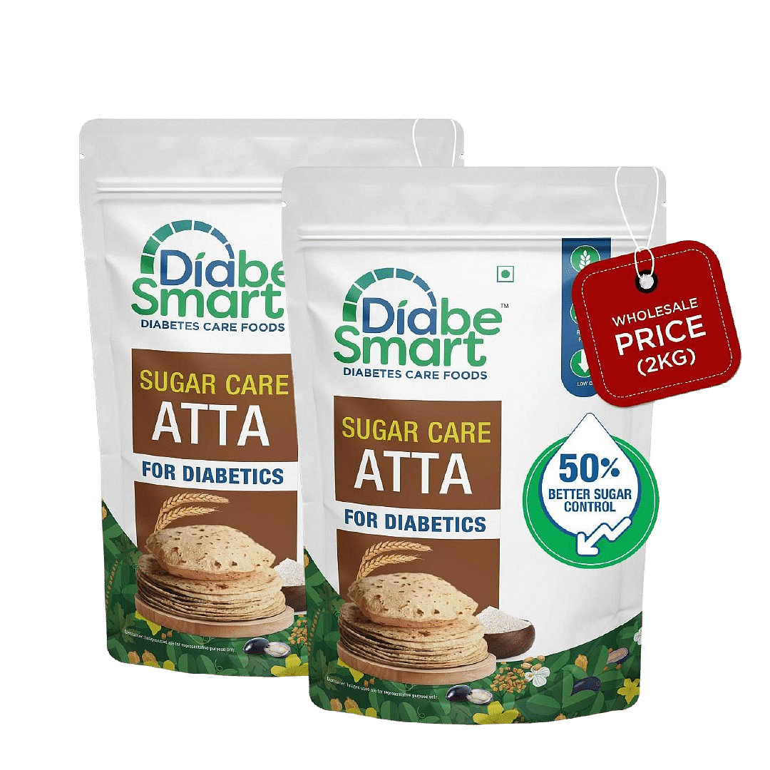 

DiabeSmart Sugar Care Atta 2 Kg | 50% Better Blood Sugar Control | Multigrain Low GI Atta | Tested on Diabetics | Sugar Release Control Diabetic At...